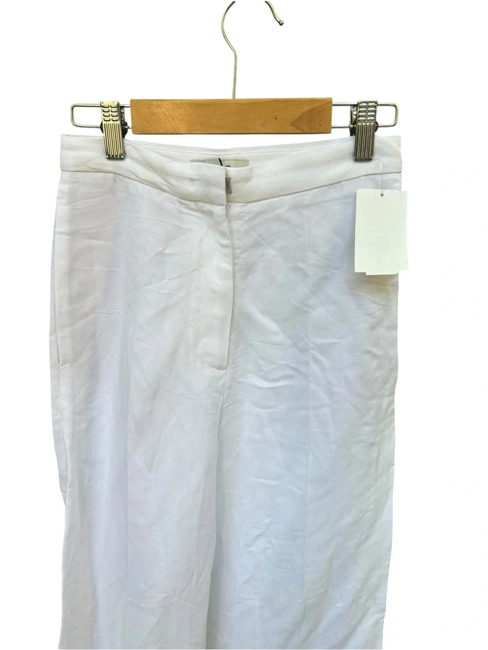 COS TAILORED LINEN BARREL-LEG PANTS - WHITE